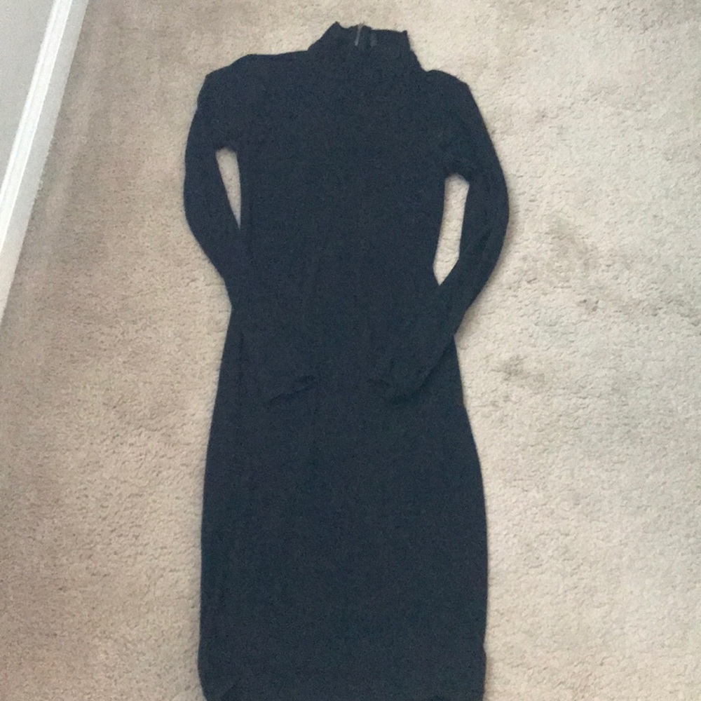 Black turtle neck fitted dress
